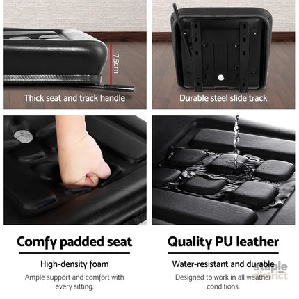 Giantz Tractor Seat Forklift Excavator Universal Suspension Truck Chair PU Leather - Auto Accessories > Auto