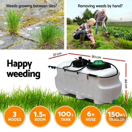 Giantz Weed Sprayer 100L Trailer 1.5M Boom Garden Spray - Home & Garden > Garden Tools > Herbicides