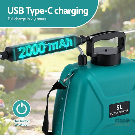Giantz Weed Sprayer Garden Sprayer USB Charging Electric Shoulder Sprayer 5L - Home & Garden > Garden Tools > Herbicides