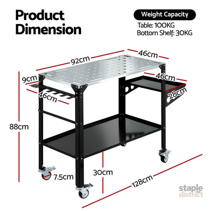 Giantz Welding Table Cart with Tool Storage 130KG Capacity Mobile Workstation - Tools > Tools Storage > Utility Trolleys