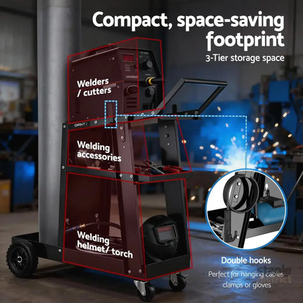 Giantz Welding Trolley Cart Welder MIG TIG ARC MMA Welder Plasma Cutter Storage - Tools > Tools Storage > Utility