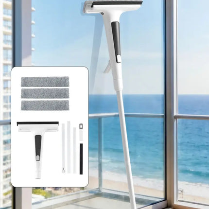 Giantz Window Cleaner Mirror Car Spray Scrub Squeegee 136cm Extendable Long Handle with Water Tank 3 Microfiber Pads