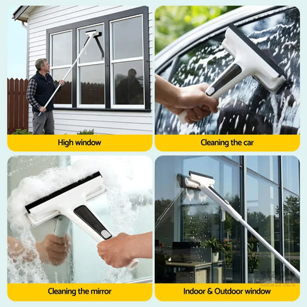 Giantz Window Cleaner Mirror Car Spray Scrub Squeegee 136cm Extendable Long Handle with Water Tank 3 Microfiber Pads