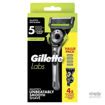 Gillette Labs Handle + 4 Cartridges & Magnetic Hook-2050059013458104320