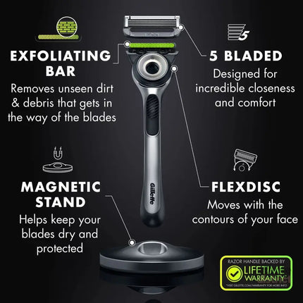 Gillette Labs Razor Handle +2 Cartridges & Magnetic Stand-2050059012002680835