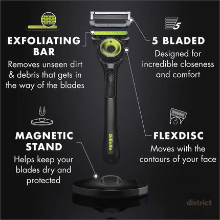 Gillette P Cummins Labs Razor Handle  +2 Cartridges & Magnetic Stand-2050059012375973891