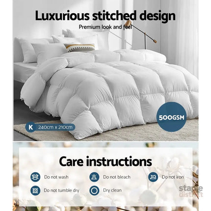 Giselle Bedding 500GSM Duck Down Feather Quilt King - Home & Garden > Bedding > Quilts & Duvets