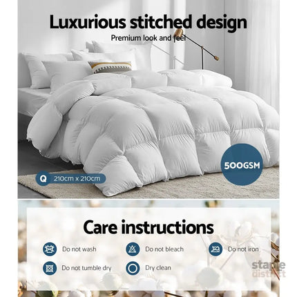 Giselle Bedding 500GSM Duck Down Feather Quilt Queen - Home & Garden > Bedding > Quilts & Duvets