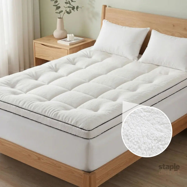 Giselle Bedding Double Mattress Topper 5cm Coral Fleece - Furniture > Mattresses > Mattress Toppers