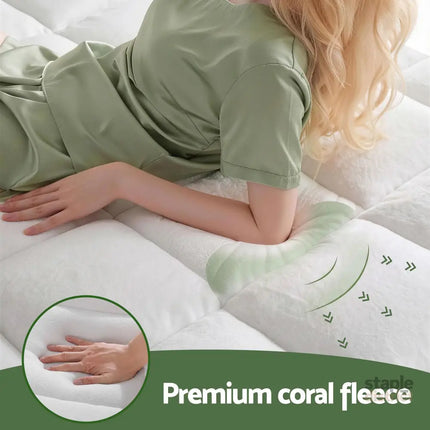 Giselle Bedding Double Mattress Topper 5cm Coral Fleece - Furniture > Mattresses > Mattress Toppers