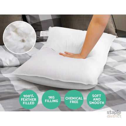 Giselle Bedding Duck Feather Down Pillow Twin Pack - Home & Garden > Bedding > Pillows