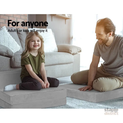 Giselle Bedding Foldable Mattress Folding Foam Bed Mat Light Grey - Furniture > Mattresses > Queen Mattress