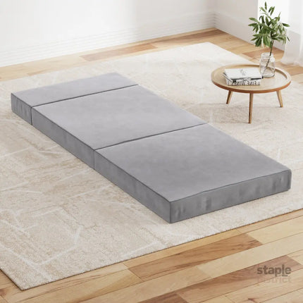 Giselle Bedding Foldable Mattress Folding Foam Bed Mat Light Grey - Furniture > Mattresses > Queen Mattress