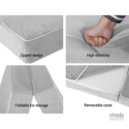 Giselle Bedding Foldable Mattress Folding Foam Bed Mat Light Grey - Furniture > Mattresses > Queen Mattress
