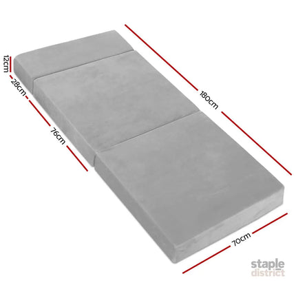 Giselle Bedding Foldable Mattress Folding Foam Bed Mat Light Grey - Furniture > Mattresses > Queen Mattress
