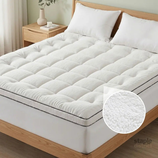 Giselle Bedding King Mattress Topper 5cm Coral Fleece - Furniture > Mattresses > Mattress Toppers