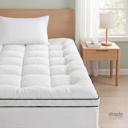 Giselle Bedding King Single Mattress Topper 5cm Coral Fleece - Furniture > Mattresses > Mattress Toppers