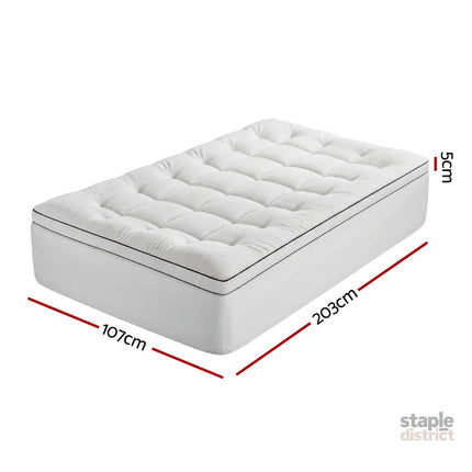 Giselle Bedding King Single Mattress Topper 5cm Coral Fleece - Furniture > Mattresses > Mattress Toppers