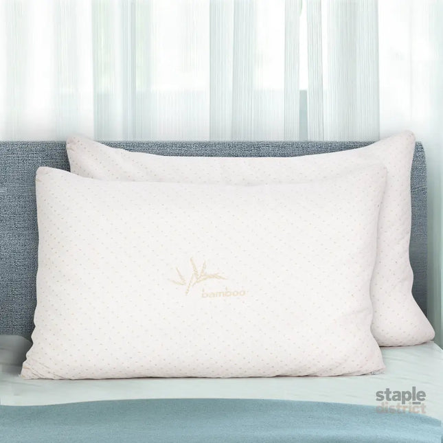 Giselle Bedding Memory Foam Pillow Bamboo Cover Twin Pack - Home & Garden > Bedding > Pillows