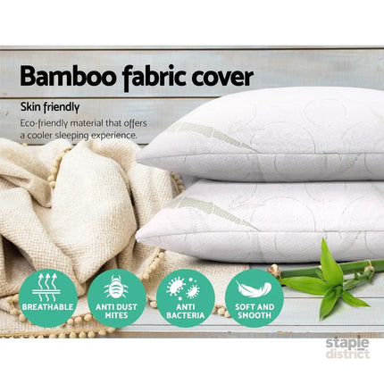 Giselle Bedding Memory Foam Pillow Bamboo Twin Pack - Home & Garden > Bedding > Pillows