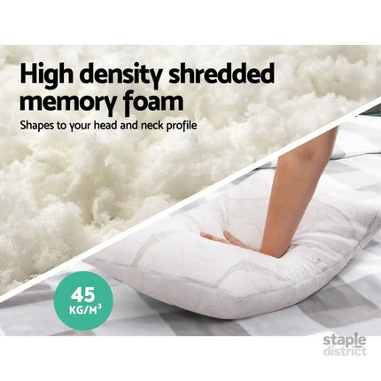 Giselle Bedding Memory Foam Pillow Bamboo Twin Pack - Home & Garden > Bedding > Pillows