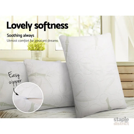 Giselle Bedding Memory Foam Pillow Bamboo Twin Pack - Home & Garden > Bedding > Pillows