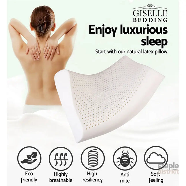 Giselle Bedding Natural Latex Pillow 2-Zone Twin Pack - Home & Garden > Bedding > Pillows
