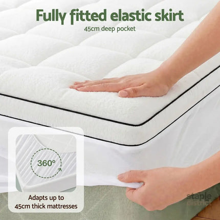 Giselle Bedding Queen Mattress Topper 5cm Coral Fleece - Furniture > Mattresses > Mattress Toppers