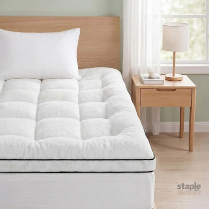 Giselle Bedding Single Mattress Topper 5cm Coral Fleece - Furniture > Mattresses > Mattress Toppers