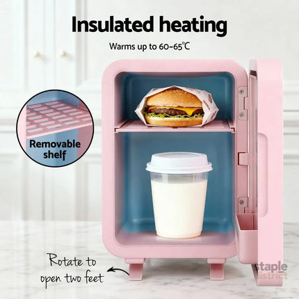 Glacio Mini Fridge Skincare Beauty Cooler Warmer LED Mirror 12V 220V Pink 4L - Appliances > Fridges & Freezers > Fridges