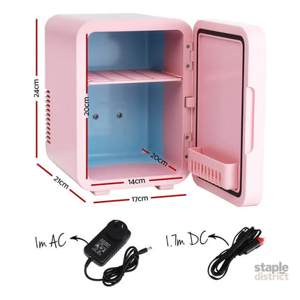 Glacio Mini Fridge Skincare Beauty Cooler Warmer LED Mirror 12V 220V Pink 4L - Appliances > Fridges & Freezers > Fridges