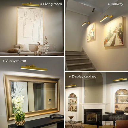 Picture Lights for Wall Battery Operated Picture Light 16in Gallery Light for Paintings CCT Dimmable Gold - Home &
