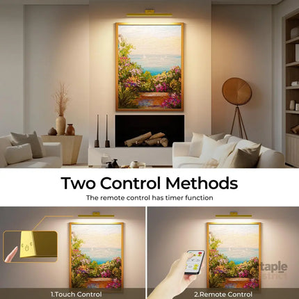 Picture Lights for Wall Battery Operated Picture Light 16in Gallery Light for Paintings CCT Dimmable Gold - Home &