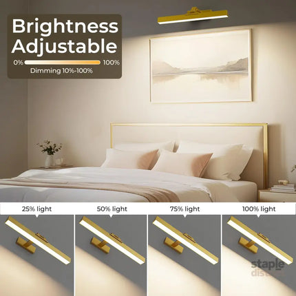 Picture Lights for Wall Battery Operated Picture Light 16in Gallery Light for Paintings CCT Dimmable Gold - Home &