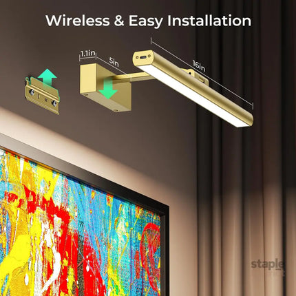Wireless Picture Lights for Wall Battery Operated Wall Light for Painting Rechargeable CCT Rotatable Art Gallery Light