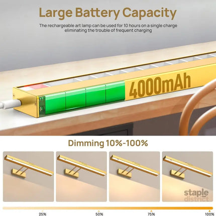 Picture Light Battery Operated 16in Wireless Art Light for Paintings CCT Dimmable Recharging Battery Picture Light with