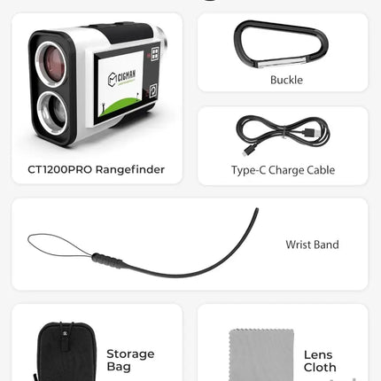 Golf Rangefinder with Slope CIGMAN 1312 Yards Range Finder Golf 2.4-inch External Color Touchscreen Flag Lock Vibration