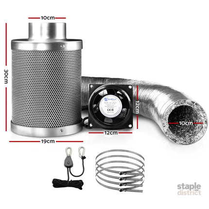 Green Fingers 4’’Ventilation Kit Fan Hydroponics Grow Tent Kit Carbon Filter Duct,Green Fingers 4’’Ventilation Kit Fan