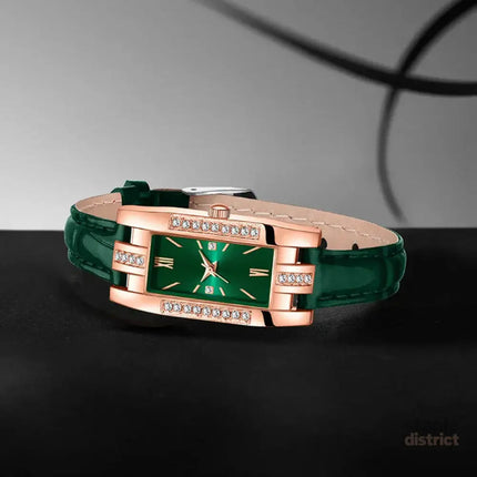 Green Womens Quartz Watch Jewelry Gift Set - Fashion > Women’s Fashion > Women’s Watches