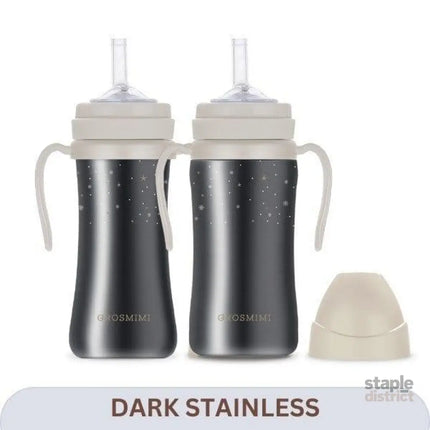 Grosmimi Dark Stainless Straw Cup 300ml Red-2006733469467676672