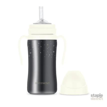 Grosmimi Dark Stainless Straw Cup 300ml White-2006733468935000071