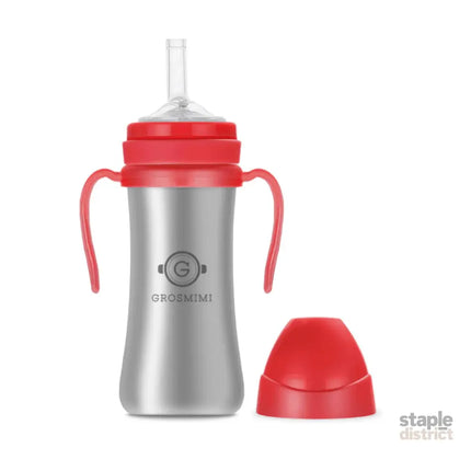 Grosmimi Dark Stainless Straw Cup 300ml White-2006733468935000073