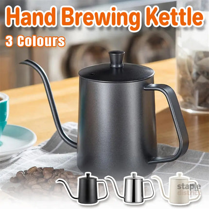 Hand Drip Coffee Pot Stainless Steel Fine Spout Hanging Ear Filter Cup Kettle - Black - Appliances > Kitchen Appliances