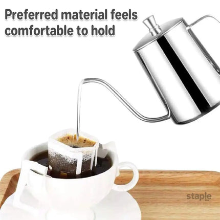 Hand Drip Coffee Pot Stainless Steel Fine Spout Hanging Ear Filter Cup Kettle - Black - Appliances > Kitchen Appliances