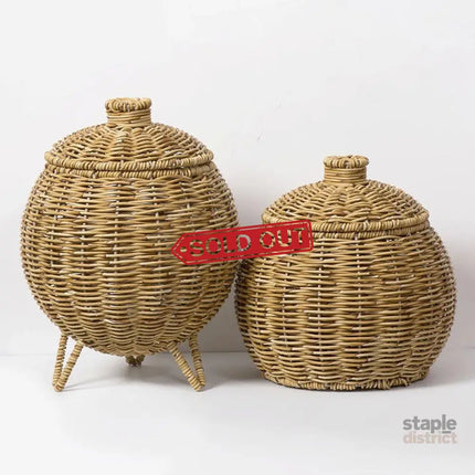 Hand Woven Storage Container with Lid Tabletop Basket Sundries Holder Organizer - Without Legs - Baby & Kids > Kid’s