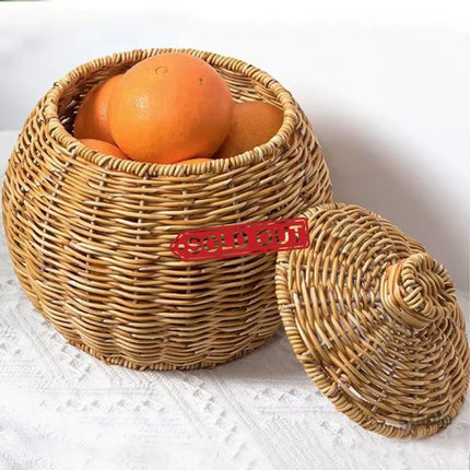 Hand Woven Storage Container with Lid Tabletop Basket Sundries Holder Organizer - Without Legs - Baby & Kids > Kid’s