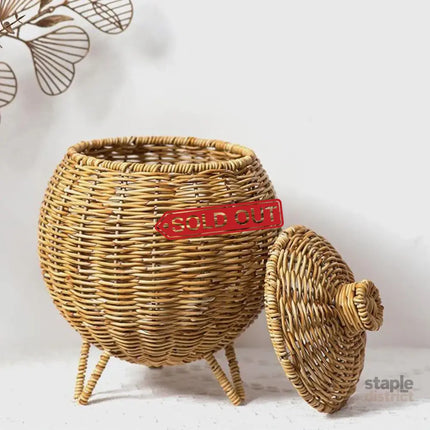Hand Woven Storage Container with Lid Tabletop Basket Sundries Holder Organizer - Without Legs - Baby & Kids > Kid’s