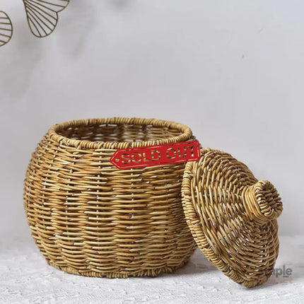 Hand Woven Storage Container with Lid Tabletop Basket Sundries Holder Organizer - Without Legs - Baby & Kids > Kid’s