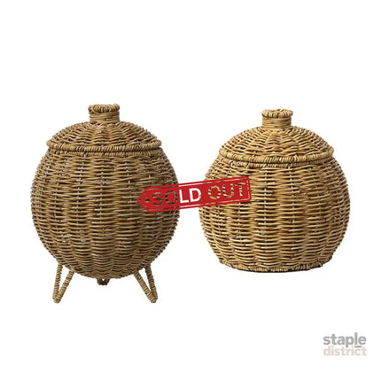 Hand Woven Storage Container with Lid Tabletop Basket Sundries Holder Organizer - Without Legs - Baby & Kids > Kid’s