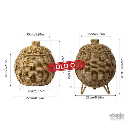 Hand Woven Storage Container with Lid Tabletop Basket Sundries Holder Organizer - Without Legs - Baby & Kids > Kid’s